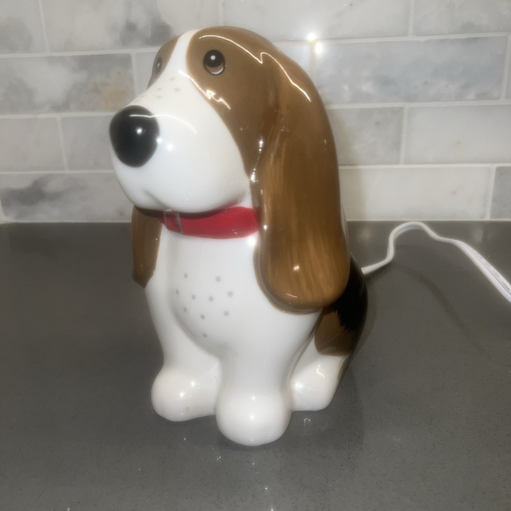 Pioneer Woman Charlie The Basset Hound Dog Ceramic Night Light Plug In w/Timer